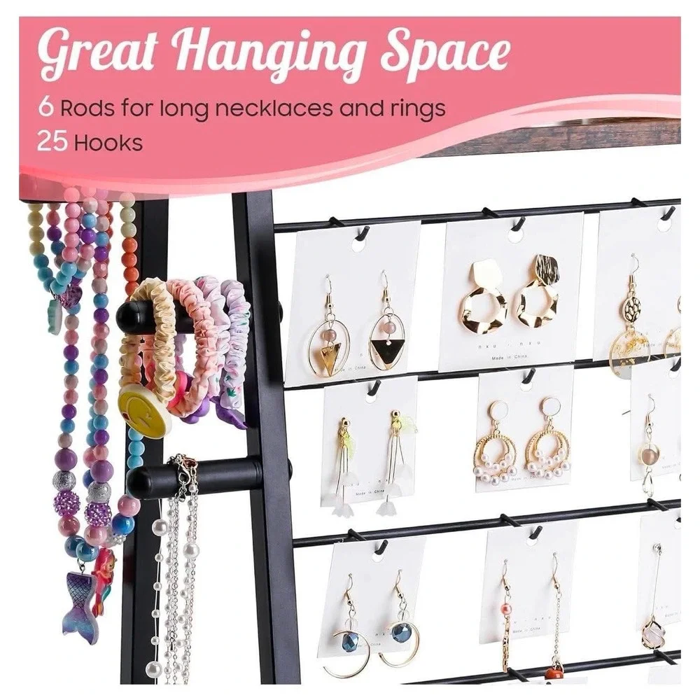 5 Tier Earring Design Stand Jewelry Organizer Stand With 31 Hooks Triangular Des